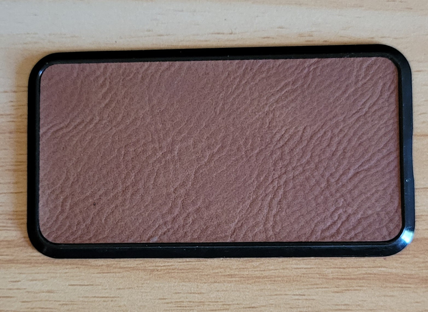Custom engraved framed leather name tag / badge.