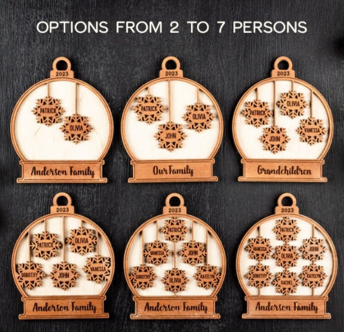 Snow globe family ornament