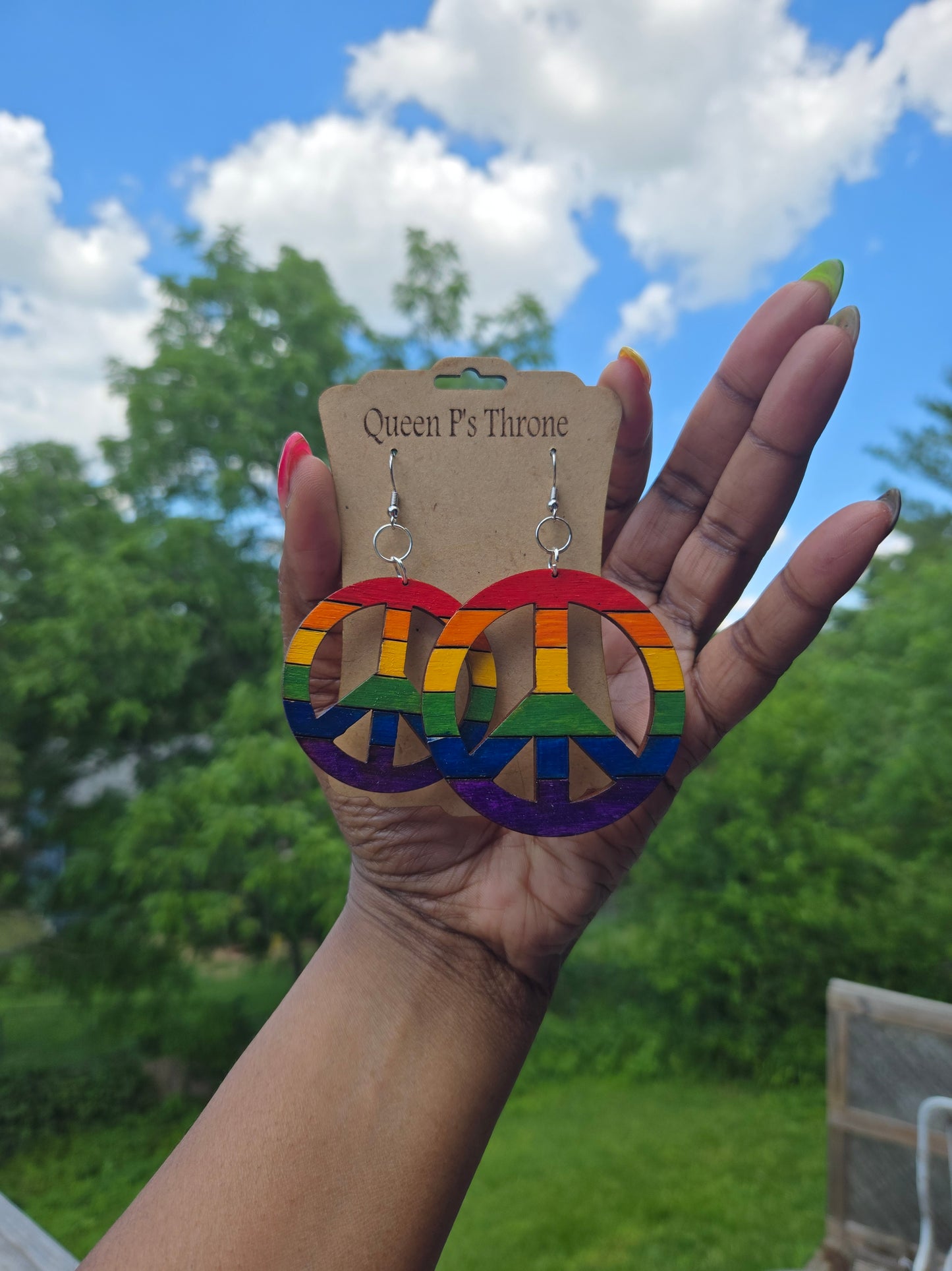 Pride Peace Sign Statement Earrings