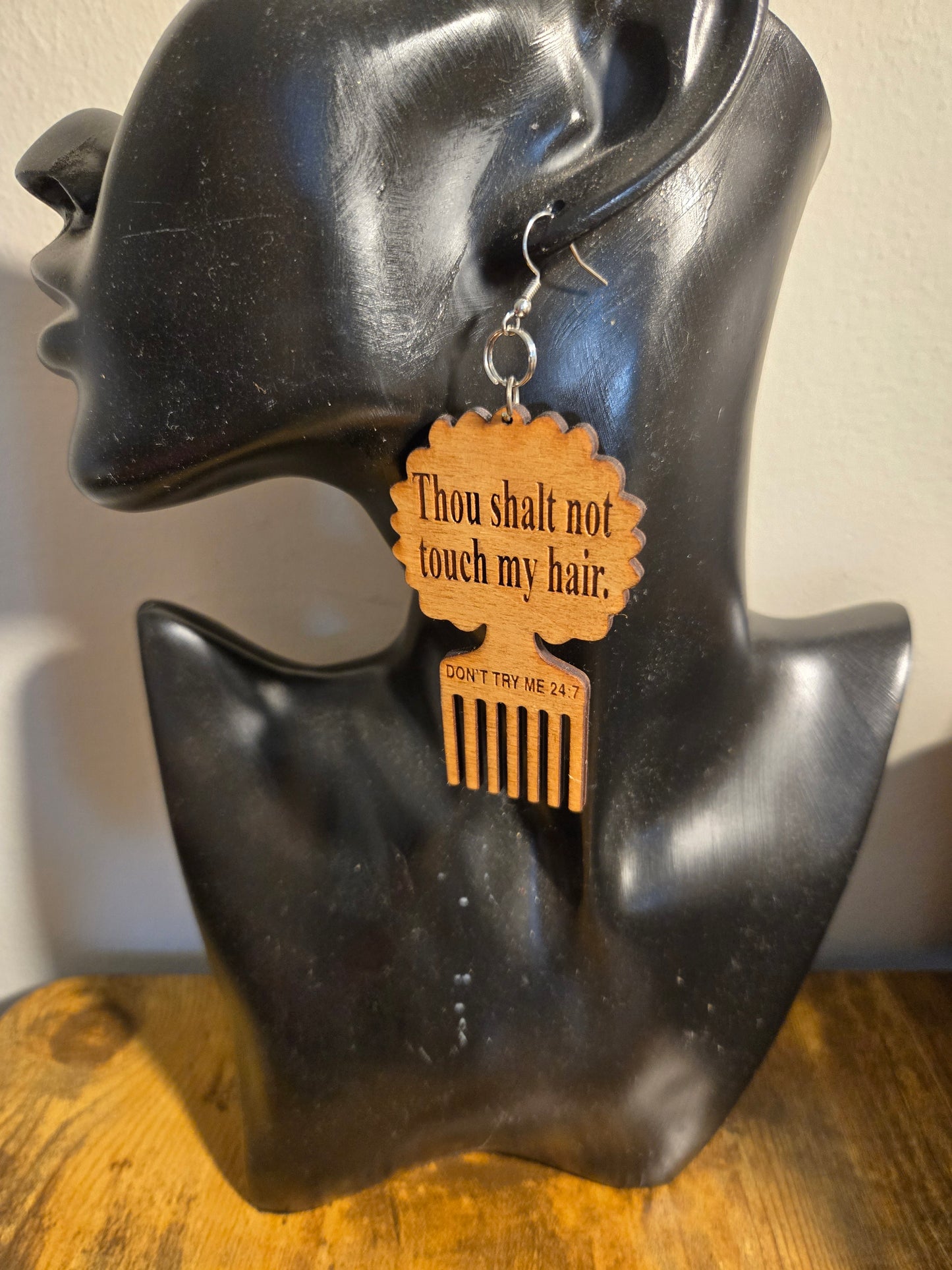 Thou Shalt Not Wooden Earrings
