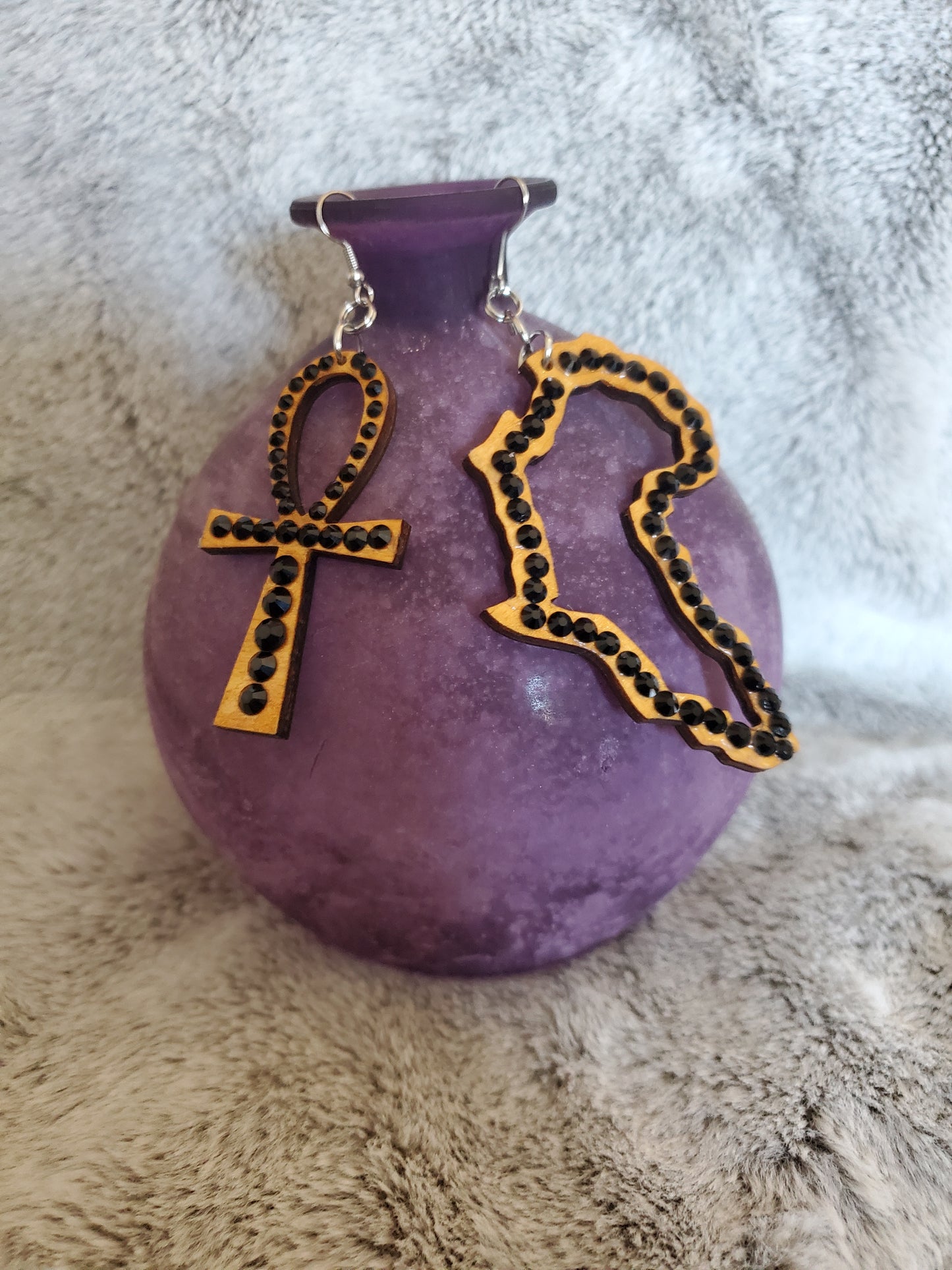 Mixed up-Ankh and Africa outline Earrings