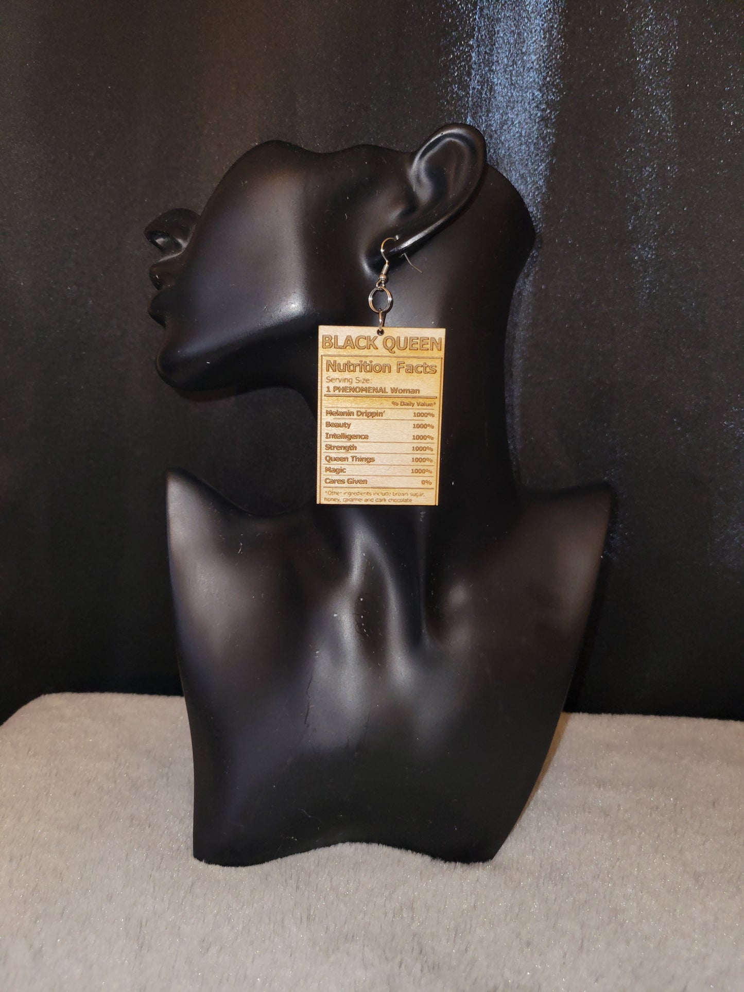 Black Queen Nutrition Facts Earrings
