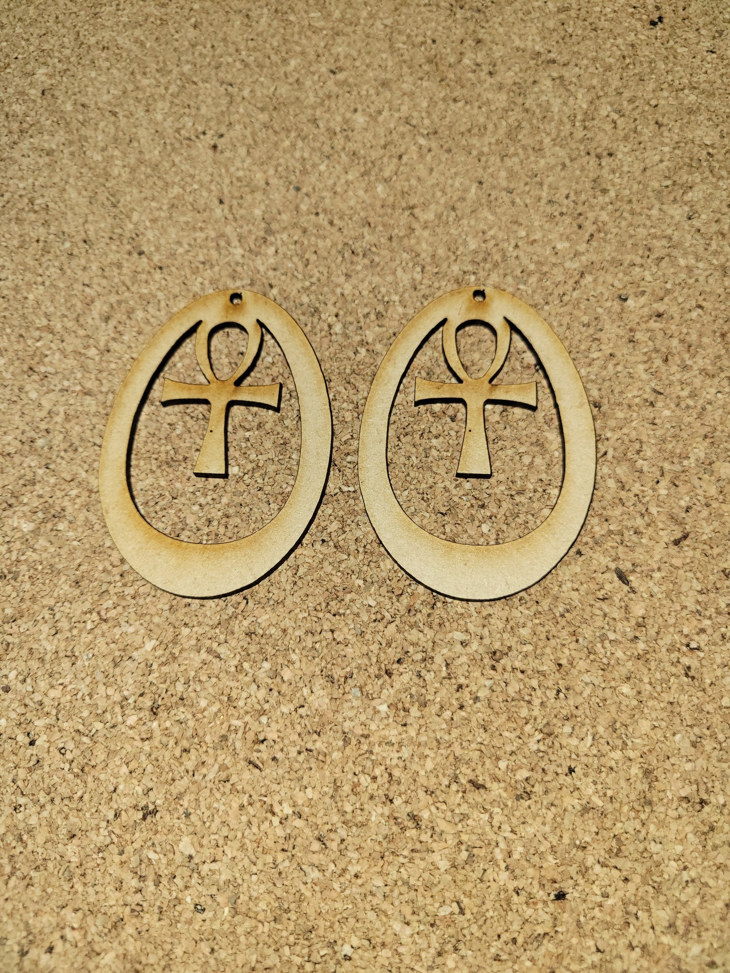 Oval Ankh W/Cowrie Earrings