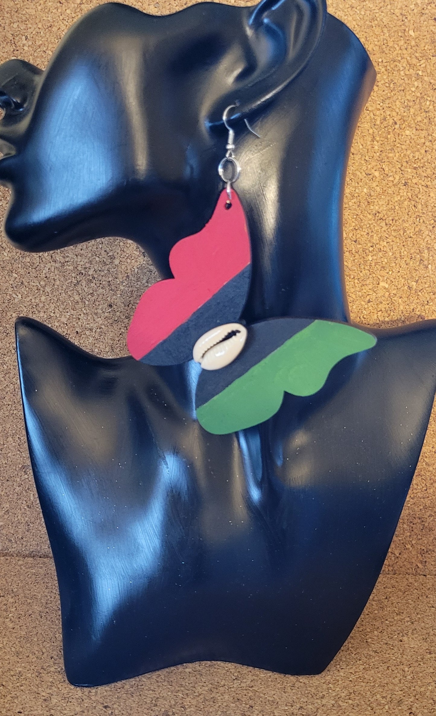 Red Black and Green Butterfly Earrings