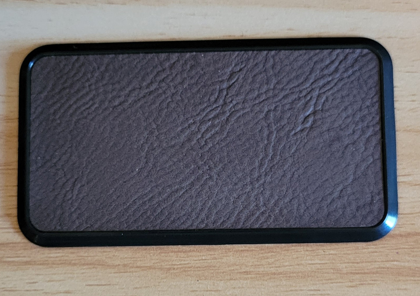 Custom engraved framed leather name tag / badge.