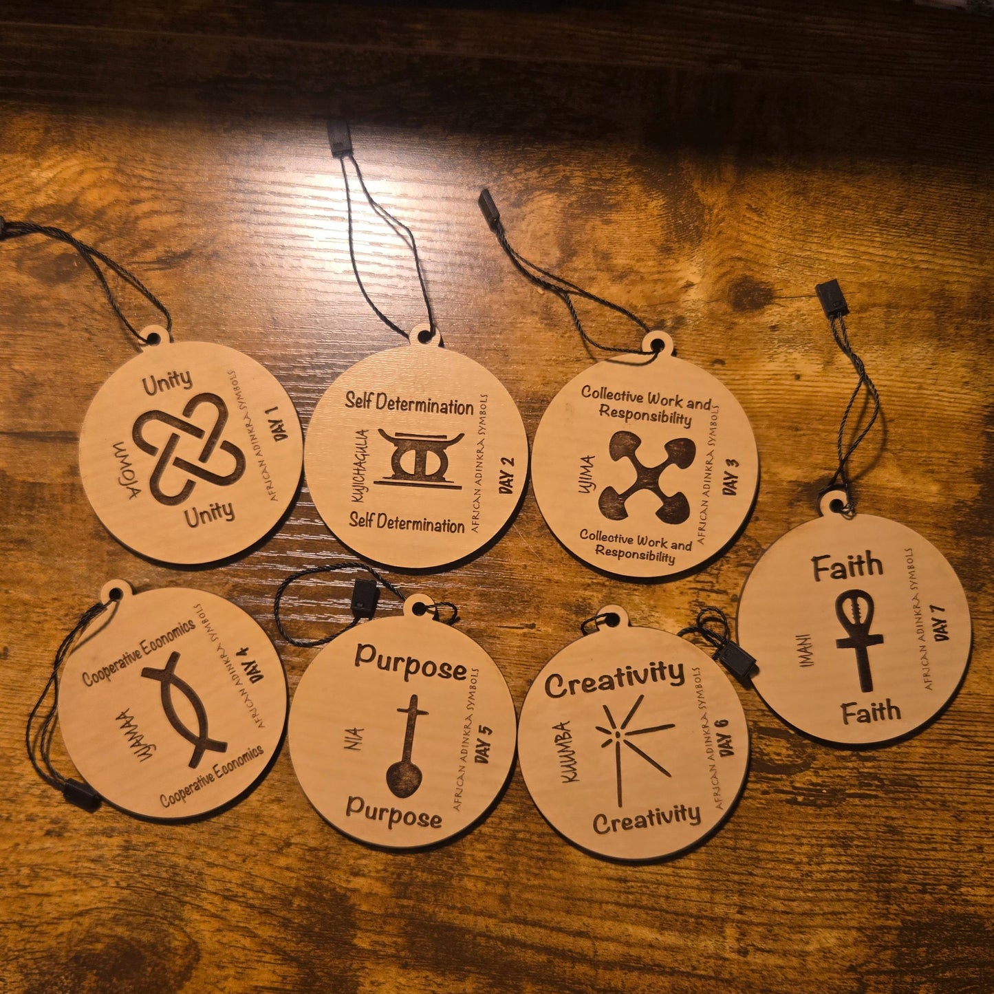 Kwanzaa Adinkra Symbols Ornaments