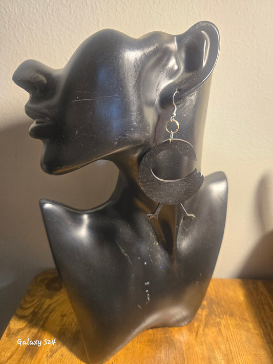 Wooden Sankofa Earrings