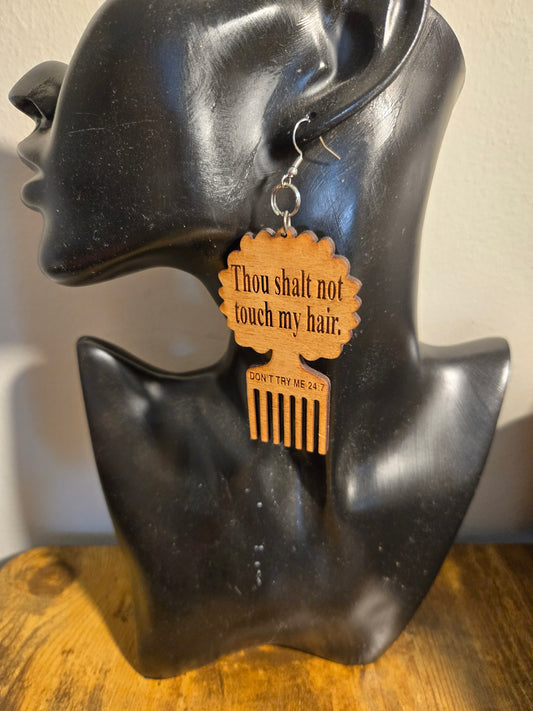 Thou Shalt Not Wooden Earrings