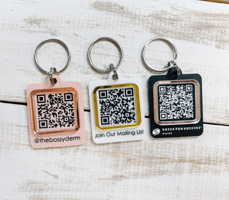 QR code keychain, Personalized scan lanyard, Small business owner gift